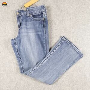 Maurices Straight Jeans Blue Medium Wash Chunky Stitch Denim Women's 11/12 Short